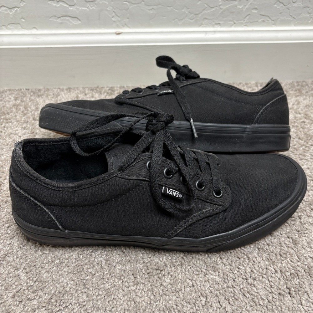 Vans Atwood Mens 9 Black Canvas Low Top Skate Shoes Sneakers 507698